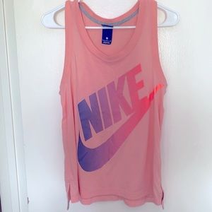 Womens pink and rainbow Nike tank top